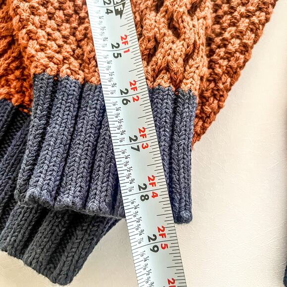 LL Bean Sigature Collection Orange and Navy Men's Chunky Fisherman Sweater XL - Picture 8 of 8